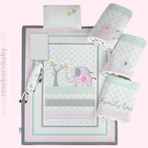 سرویس خواب 7 تکه رز برن Rose born طرح فیل صورتی