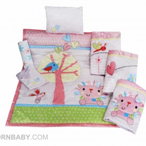 سرویس خواب 7 تکه رز برن Rose born طرح  شیر صورتی