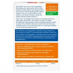 ویتامین D3 دوپل‌ Doppelherz دوز ۲۰۰۰ واحدی