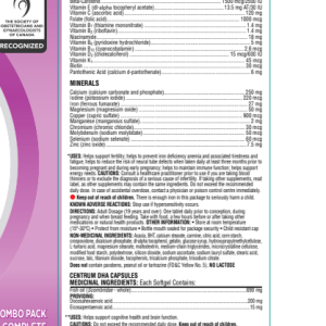 قرص مولتی‌ ویتامین بارداری سنتروم Centrum Prenatal + DHA تولید کانادا