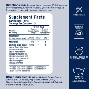 قرص جویدنی خواب مامیز بلس Mommy’s Bliss با ملاتونین و منیزیم