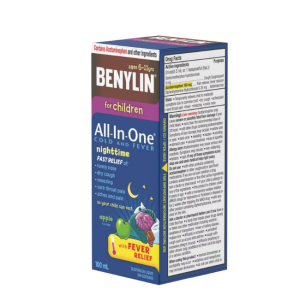 شربت مسکن و تب بر و سرفه و سرما خوردگی کودکان BENYLIN مناسب شب