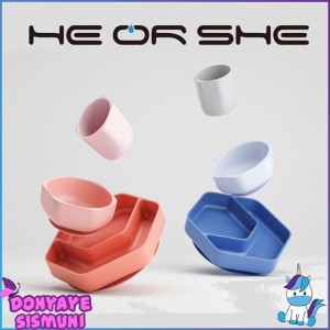 ست ظرف غذای سیلیکونی 3 تکه نوزاد هی اور شی HE OR SHE