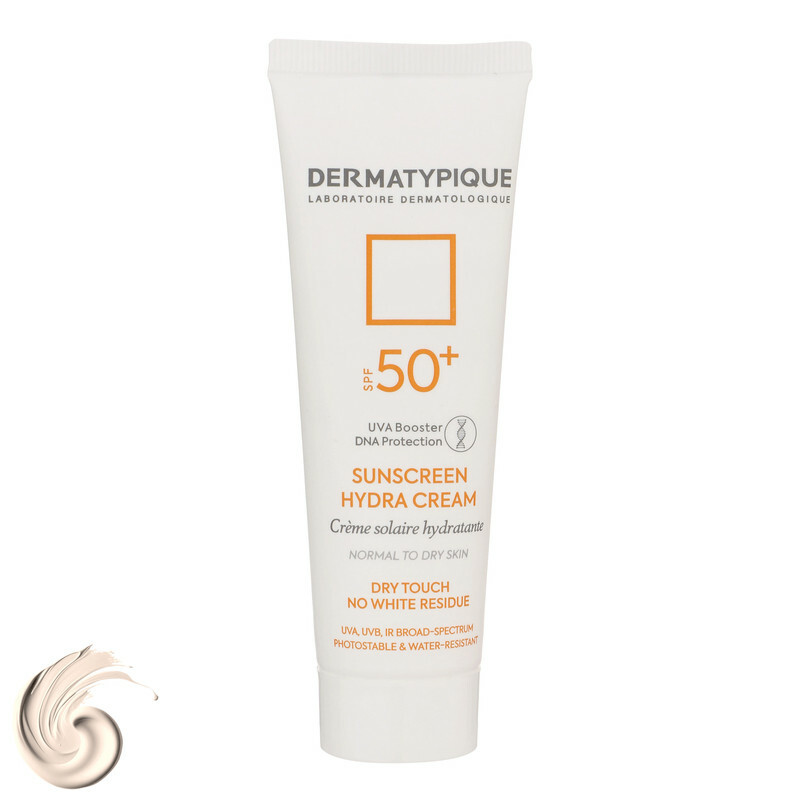 کرم ضدآفتاب بی‌رنگ درماتیپیک +SPF50 مدل هیدرا مناسب انواع پوست، حجم 50 میلی‌لیتر