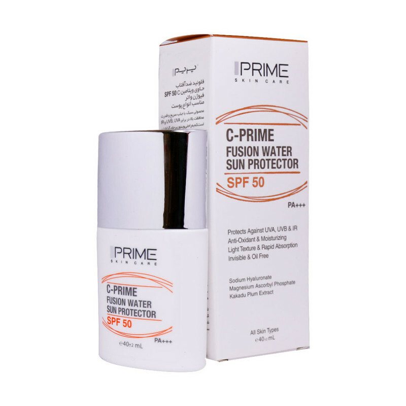 فلوئید ضدآفتاب بی‌رنگ پرایم SPF50 مدل C-Prime Fusion Water مناسب انواع پوست، حجم 40 میلی‌لیتر