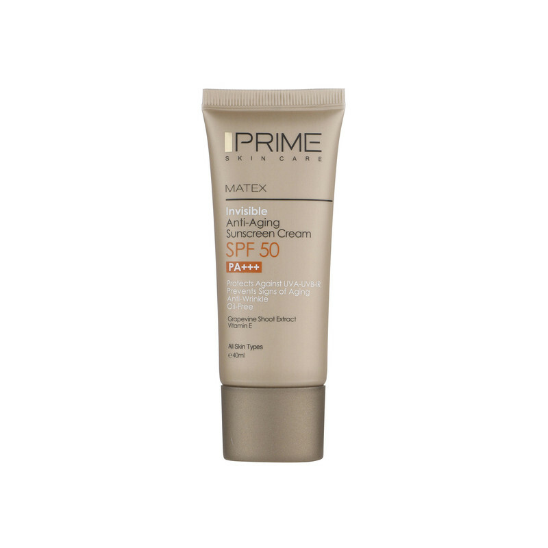 کرم ضد آفتاب و ضد چروک بی رنگ پرایم مدل Matex Colorless SPF50 مناسب انواع پوست حجم 40 میلی لیتر