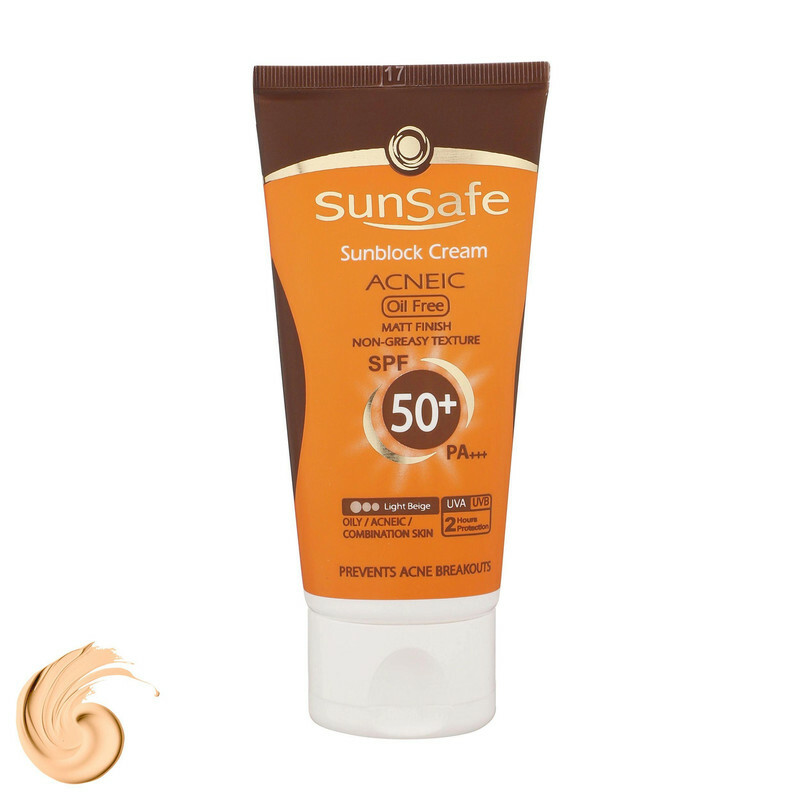 کرم ضدآفتاب و آنتی‌آکنه رنگی سان‌سیف مدل SPF50، مناسب پوست‌های چرب، حجم 50 میلی‌لیتر