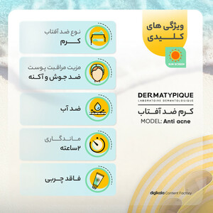 کرم ضدآفتاب درماتیپیک مدل Anti -acne، حجم 40 میلی‌لیتر