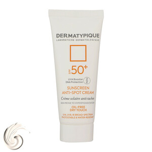 کرم ضدآفتاب بی‌رنگ درماتیپیک SPF50 مدل Anti spot مناسب انواع پوست، حجم 40 میلی‌لیتر