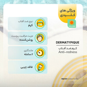 کرم ضدآفتاب درماتیپیک مدل Anti-redness، حجم 40 میلی‌لیتر