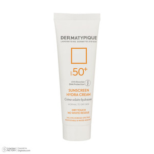 کرم ضدآفتاب بی‌رنگ درماتیپیک +SPF50 مدل هیدرا مناسب انواع پوست، حجم 50 میلی‌لیتر