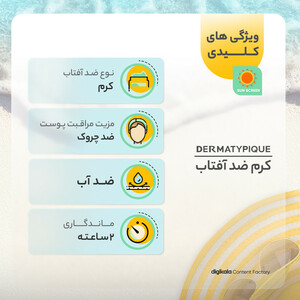 کرم ضدآفتاب بی‌رنگ درماتیپیک +SPF50 مدل هیدرا مناسب انواع پوست، حجم 50 میلی‌لیتر