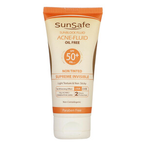 کرم ضدآفتاب بی‌رنگ سان‌سیف SPF50 مدل ACNE-FLUID مناسب پوست مختلط، حجم 50 میلی‌لیتر