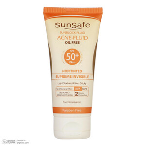 کرم ضدآفتاب بی‌رنگ سان‌سیف SPF50 مدل ACNE-FLUID مناسب پوست مختلط، حجم 50 میلی‌لیتر