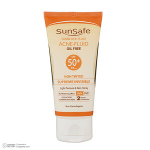 کرم ضدآفتاب بی‌رنگ سان‌سیف SPF50 مدل ACNE-FLUID مناسب پوست مختلط، حجم 50 میلی‌لیتر
