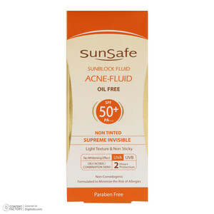 کرم ضدآفتاب بی‌رنگ سان‌سیف SPF50 مدل ACNE-FLUID مناسب پوست مختلط، حجم 50 میلی‌لیتر
