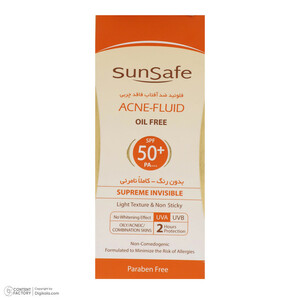 کرم ضدآفتاب بی‌رنگ سان‌سیف SPF50 مدل ACNE-FLUID مناسب پوست مختلط، حجم 50 میلی‌لیتر