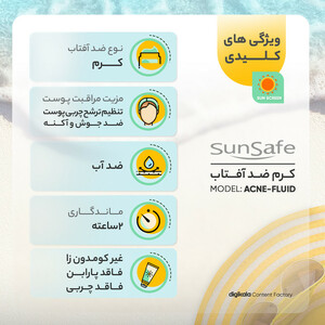 کرم ضدآفتاب بی‌رنگ سان‌سیف SPF50 مدل ACNE-FLUID مناسب پوست مختلط، حجم 50 میلی‌لیتر