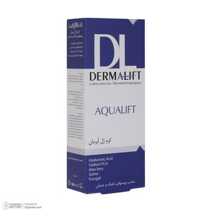 کرم ژل آبرسان صورت درمالیفت مدل AQUALIFT مناسب برای پوست‌های خشک و حساس حجم 50 میلی لیتر