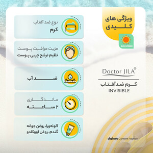 کرم ضدآفتاب دکتر ژیلا مدل Invisible با SPF63، حجم 50میلی‌لیتر