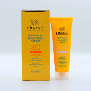 کرم ضد آفتاب بدون رنگ سینره، SPF60، مدل اولترا، مناسب پوست معمولی و خشک و حجم 50 میلی‌لیتر، محافظت کننده در برابر اشعه UVA و UVB، بدون پارابن، +++PA، ضد پیری پوست، با ماندگاری 2 ساعته