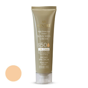 کرم ضدآفتاب رنگی سینره SPF50 مدل Broad Spectrum مناسب انواع پوست، حجم 50 میلی‌لیتر