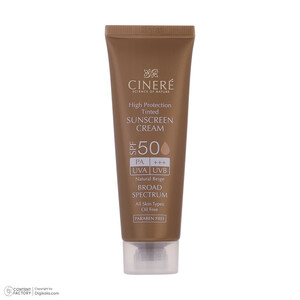 کرم ضدآفتاب رنگی سینره SPF50 مدل Broad Spectrum مناسب انواع پوست، حجم 50 میلی‌لیتر