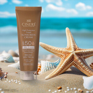 کرم ضدآفتاب رنگی سینره SPF50 مدل Broad Spectrum مناسب انواع پوست، حجم 50 میلی‌لیتر