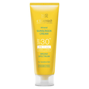 کرم ضد آفتاب SPF30 بی رنگ سینره مناسب پوستهای حساس حجم 50 میلی لیتر