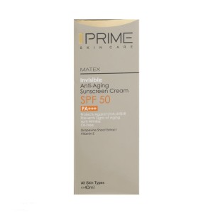 کرم ضد آفتاب و ضد چروک بی رنگ پرایم مدل Matex Colorless SPF50 مناسب انواع پوست حجم 40 میلی لیتر