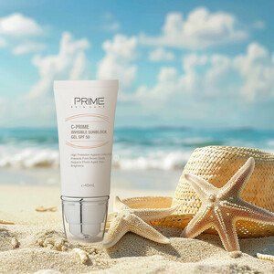 ژل ضدآفتاب بی‌رنگ پرایم SPF50 مدل C-Prime مناسب برای انواع پوست، حجم 40 میلی‌لیتر