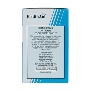 قرص بیوتین 800 میکروگرم Health اید بسته 30 عددی