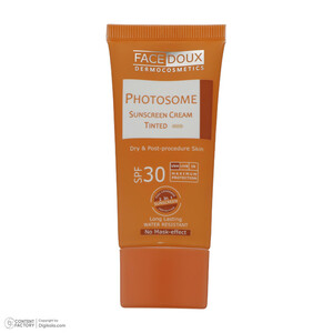 کرم ضد آفتاب رنگی فیس دوکس SPF 30 مدل فوتوزوم محافظ اشعه UVA و UVB، ‌ضد آب، مناسب پوست‌های خشک حجم 40 میلی‌لیتر