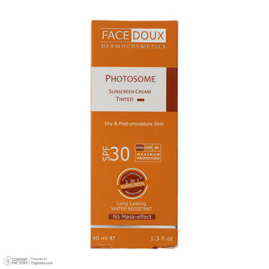 کرم ضد آفتاب رنگی فیس دوکس SPF 30 مدل فوتوزوم محافظ اشعه UVA و UVB، ‌ضد آب، مناسب پوست‌های خشک حجم 40 میلی‌لیتر