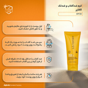 کرم ضدآفتاب و ضدلک بی‌رنگ لافارر مدل SPF30، مناسب پوست‌های خشک و معمولی، حجم 40 میلی‌لیتر
