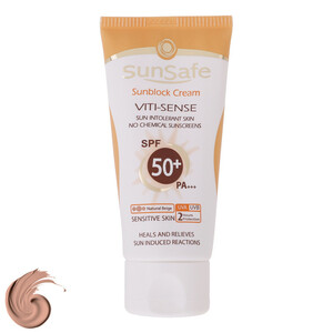 کرم ضد آفتاب رنگی سان سیف SPF 50 مدل Viti-Sense-02 ‌مناسب پوست‌های حساس حجم 50 میلی لیتر