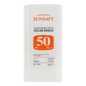استیک ضد آفتاب بی‌رنگ صورت و بدن سان سیف SPF 50 مدل Solar Shield ‌محافظ در برابر اشعه UVA و UVB مناسب برای پوست خشک حجم 19 میلی‌لیتر
