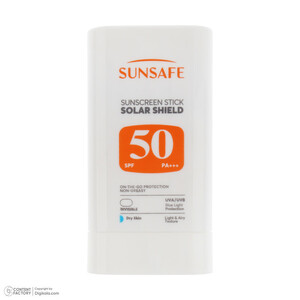 استیک ضد آفتاب بی‌رنگ صورت و بدن سان سیف SPF 50 مدل Solar Shield ‌محافظ در برابر اشعه UVA و UVB مناسب برای پوست خشک حجم 19 میلی‌لیتر