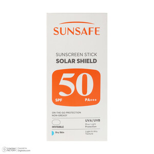 استیک ضد آفتاب بی‌رنگ صورت و بدن سان سیف SPF 50 مدل Solar Shield ‌محافظ در برابر اشعه UVA و UVB مناسب برای پوست خشک حجم 19 میلی‌لیتر
