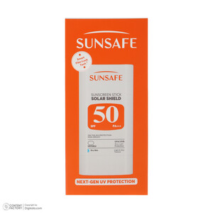 استیک ضد آفتاب بی‌رنگ صورت و بدن سان سیف SPF 50 مدل Solar Shield ‌محافظ در برابر اشعه UVA و UVB مناسب برای پوست خشک حجم 19 میلی‌لیتر