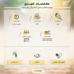 کرم ضدآفتاب و آنتی‌آکنه رنگی سان‌سیف مدل SPF35، مناسب پوست‌های چرب، حجم 50 میلی‌لیتر