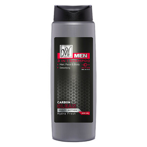 شامپو روزانه سر، صورت و بدن مای مردانه مخصوص انواع مو، حجم 400 میلی‌لیتر مدل Carbon Clean، رطوبت رسان، طراوت‌بخش و خنک‌کننده
