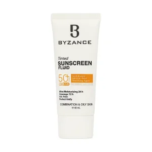 فلوئید ضد آفتاب رنگی بیزانس SPF 50 مدل 10 مناسب پوست های چرب و مختلط حجم 40 میلی لیتر