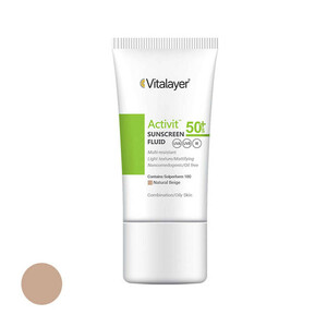 فلوئید ضدآفتاب رنگی ویتالیر SPF50 مدل Activit، مناسب پوست‌های چرب، حجم 50 میلی‌لیتر