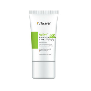 فلوئید ضدآفتاب رنگی ویتالیر SPF50 مدل Activit، مناسب پوست‌های چرب، حجم 50 میلی‌لیتر