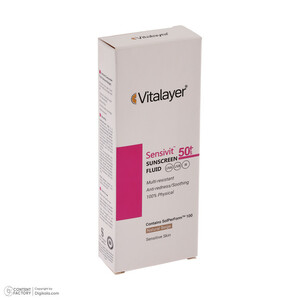 فلوئید ضد آفتاب رنگی ویتالیر spf50 مدل Sensivit محافظ UVA،UVB مناسب انواع پوست حجم 50 میلی لیتر