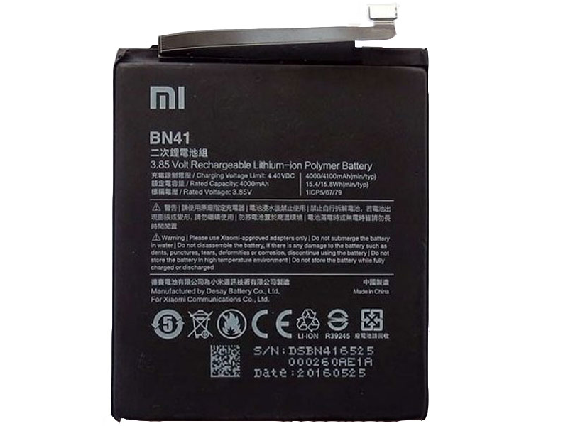 باتری موبایل اورجینال شیائومی مدل BN41 با ظرفیت 4000mAh مناسب برای گوشی موبایل Xiaomi Redmi Note 4