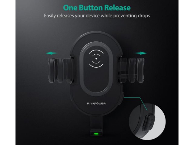پایه نگهدارنده و شارژ وایرلس گوشی موبایل راو پاور مدل RP-SH010 Wireless Charging Car Holder