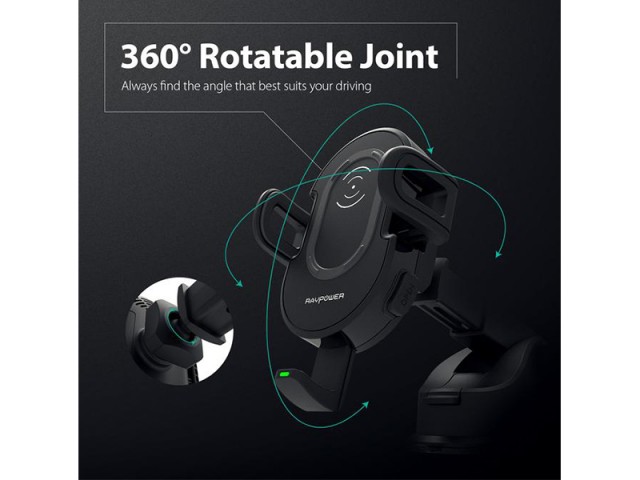 پایه نگهدارنده و شارژ وایرلس گوشی موبایل راو پاور مدل RP-SH010 Wireless Charging Car Holder