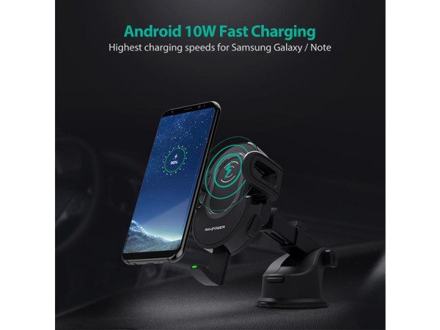 پایه نگهدارنده و شارژ وایرلس گوشی موبایل راو پاور مدل RP-SH010 Wireless Charging Car Holder